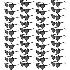 SUNOVELTIES 40 Pack Heart Shaped Sunglasses Bulk 90s Retro Bachelorette Party Glasses Black White Shades Wedding Eyewear