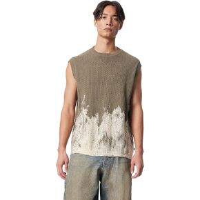 Men's Court Tank Sweater with Crew Neckline and Hem Side Slits Standard
