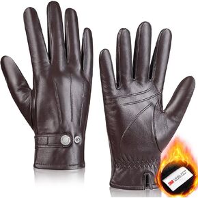 Genuine Sheepskin Leather Winter Warm Thinsulate Touchscreen Driving Motorcycle Gloves