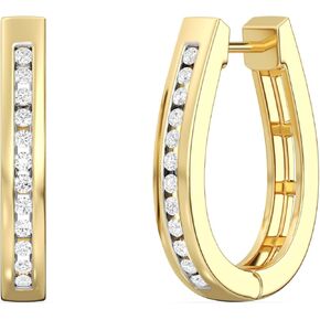 مجموعة أقراط قناة الماس المذهلة في المختبر ، 1/4 CTTW - 1 CTTW | SI1 F Color ، STERLING SIVAL و 14K مطلي بالذهب | مجوهرات أنيقة وأخلاقية للنساء ، شملت صندوق الهدايا | للذكرى السنوية والمناسبات الخاصة والمناسبات الخاصة