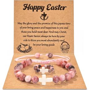 Easter Basket Stuffers, Cross Bracelet & Ring Set Easter Gifts for Teens Girls Boys, Religious Jewelry for Baptism Communion Confirmation in Kuwait