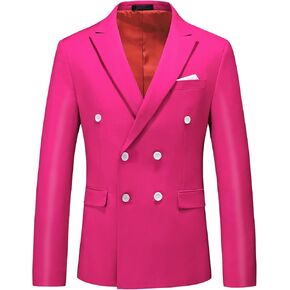 MOGU Men's Double-Breasted Suit Blazer Slim Fit Solid Color Sport Coat Jacket for Business, Wedding, Prom & Formal Events