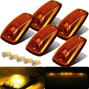 LED Cab Roof Lights Amber Lens Amber Marker Lights Compatible For 1988-2002 C/K C1500 C2500 C3500 K1500 K2500 K3500 Pickup Truck Waterproof IP67(Qty:5)