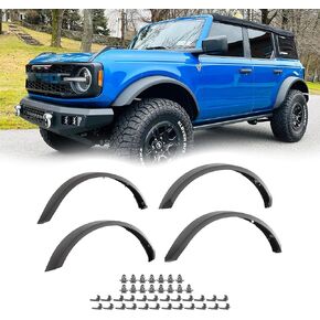 Front & Rear Sasquatch Package Fender Flare Kit Fit for 2021-2023 Ford Bronco 2/4 Door Exclude Bronco Sport, Replace OE M-9164-BFK M2DZ-16268-AA, Black, 4pcs