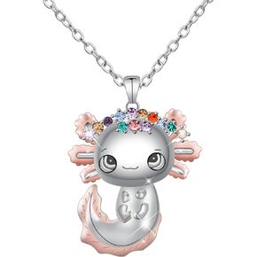 قلادة Axolotl ، سبيكة Axolotl قلادة بلورية لطيفة قلادة السمندر العصرية قلادة قلادة هدية المجوهر