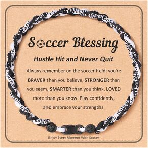 Baseball Basketball Soccer Gifts, Baseball Basketball Soccer Necklace Nylon Braided Rope for Teen Ideas with Inspirational Gift Card