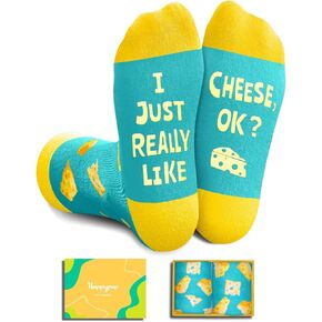 HAPPYPOP Funny Cheese Gifts Socks for Kids - Silly Crazy Novelty Cheese Socks, Christmas Stocking Stuffers for 7-9 Years Old Girls Boys