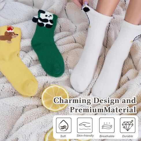 الجوارب اللطيفة اللطيفة للنساء - الشتاء دافئ ناعم مريح المنزل الجوارب الناعم النعمة الجوارب الطاقم الداخلي 3 أزواج in Kuwait