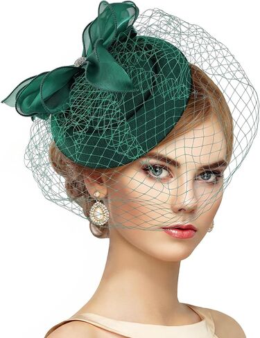 Fascinators Pillbox Hats for Women -1920s 50s Kentucky Vintage Tea Party Hat 2025 Derby Fascinator with Hair Clip in Kuwait