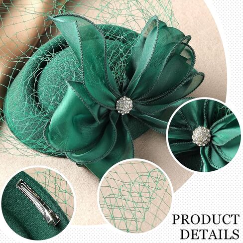 Fascinators Pillbox Hats for Women -1920s 50s Kentucky Vintage Tea Party Hat 2025 Derby Fascinator with Hair Clip in Kuwait