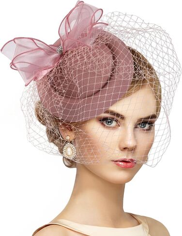Fascinators Pillbox Hats for Women -1920s 50s Kentucky Vintage Tea Party Hat 2025 Derby Fascinator with Hair Clip in Kuwait