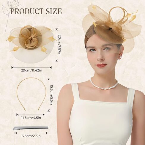 CULACCINO 2025 Fascinators Hats for Women Tea Party Hat Feather Cocktail Hair Clip for Wedding in Kuwait