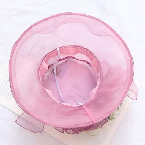 قبعة Arganza Fascinator - Women Wlows Wide Brim Church Bridal Tea Hat Wedding Wedding Hat in Kuwait
