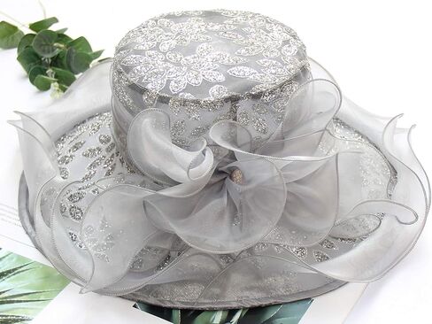قبعة Arganza Fascinator - Women Wlows Wide Brim Church Bridal Tea Hat Wedding Wedding Hat in Kuwait