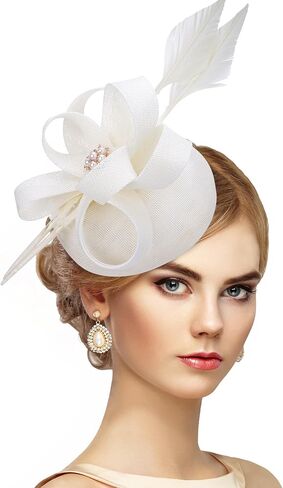 قبعات حفلة شاي الريشة - Fascinator 2025 Derby Hat 1920s 50s fascinators مع مقطع شعر للسيدة in Kuwait