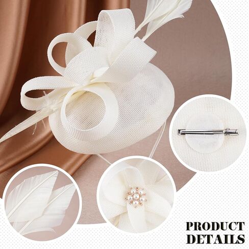 قبعات حفلة شاي الريشة - Fascinator 2025 Derby Hat 1920s 50s fascinators مع مقطع شعر للسيدة in Kuwait