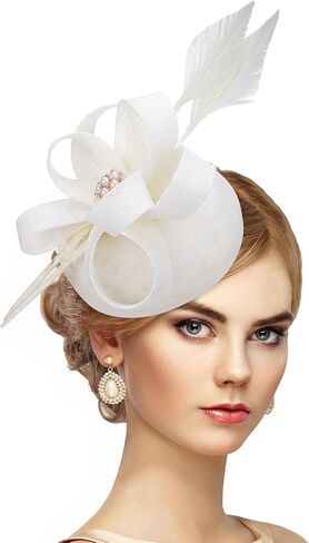 قبعات حفلة شاي الريشة - Fascinator 2025 Derby Hat 1920s 50s fascinators مع مقطع شعر للسيدة in Kuwait