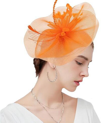 Kgromfy Fascinators Derby Hat Womens Tea Party Hat Mesh Feathers Fancy Headwear for Church Cocktail Wedding in Kuwait