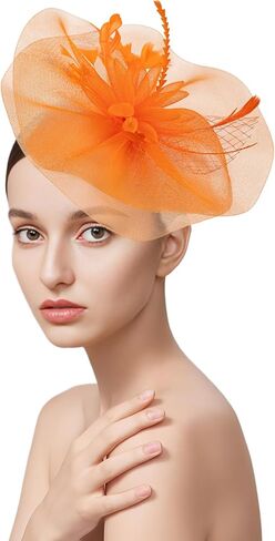 Kgromfy Fascinators Derby Hat Womens Tea Party Hat Mesh Feathers Fancy Headwear for Church Cocktail Wedding in Kuwait