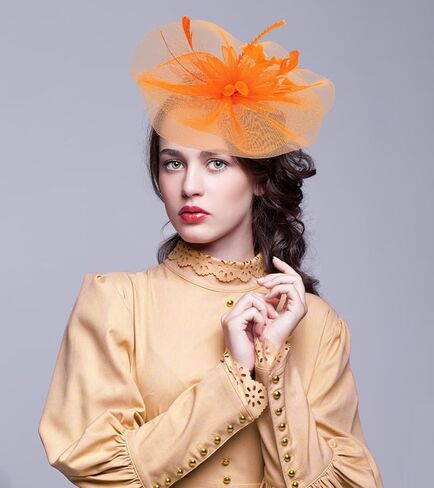 Kgromfy Fascinators Derby Hat Womens Tea Party Hat Mesh Feathers Fancy Headwear for Church Cocktail Wedding in Kuwait