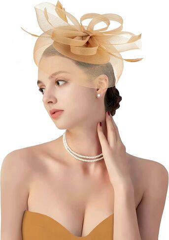 dressfan Church Derby Fascinator Hats for Women 20s Wedding Cocktail Tea Party Kentucky Hair Accessories in Kuwait