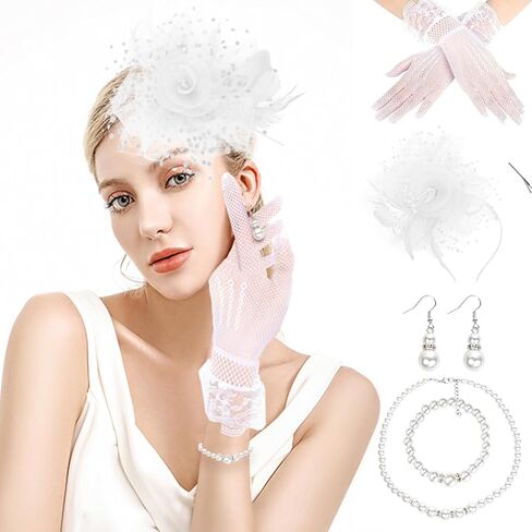 Fascinators Hats for Women Tea Party, Tea Hat Tea Party Accessories Set for Wedding Cocktail Derby in Kuwait
