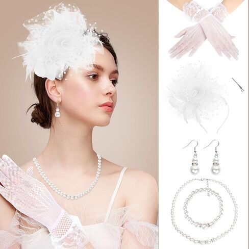 Fascinators Hats for Women Tea Party, Tea Hat Tea Party Accessories Set for Wedding Cocktail Derby in Kuwait