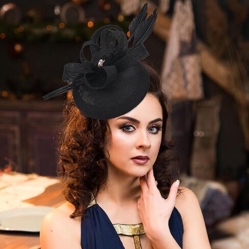 قبعات حفلة شاي الريشة - Fascinator 2025 Derby Hat 1920s 50s fascinators مع مقطع شعر للسيدة in Kuwait