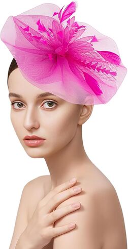 Kgromfy Fascinators Derby Hat Womens Tea Party Hat Mesh Feathers Fancy Headwear for Church Cocktail Wedding in Kuwait