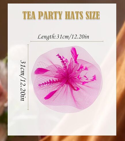 Kgromfy Fascinators Derby Hat Womens Tea Party Hat Mesh Feathers Fancy Headwear for Church Cocktail Wedding in Kuwait