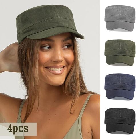 Glamorstar Unisex Cadet Army Hats 4 Pieces Military Flat Top Newsboy Cap in Saudi Arabia