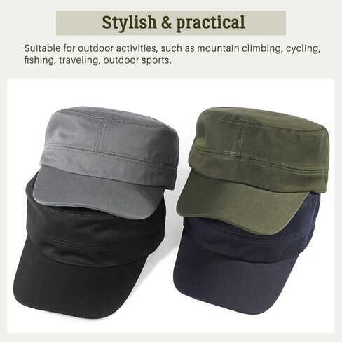 Glamorstar Unisex Cadet Army Hats 4 Pieces Military Flat Top Newsboy Cap in Saudi Arabia