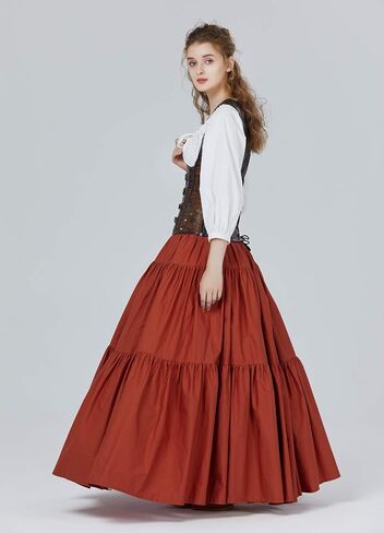 BEAUTELICATE 100% Cotton Victorian Maxi Skirt Women Gypsy Medieval Renaissance Boho Skirt Full Length in Saudi Arabia