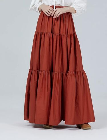 BEAUTELICATE 100% Cotton Victorian Maxi Skirt Women Gypsy Medieval Renaissance Boho Skirt Full Length in Saudi Arabia
