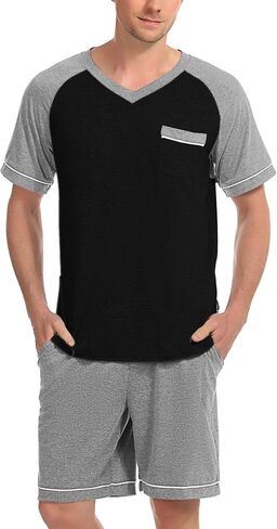 Marvmys Mens Short Sleeve Pajama Set 2 قطعة شورت PJS in Saudi Arabia