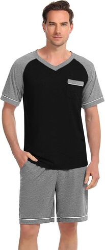Marvmys Mens Short Sleeve Pajama Set 2 قطعة شورت PJS in Saudi Arabia
