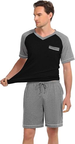 Marvmys Mens Short Sleeve Pajama Set 2 قطعة شورت PJS in Saudi Arabia