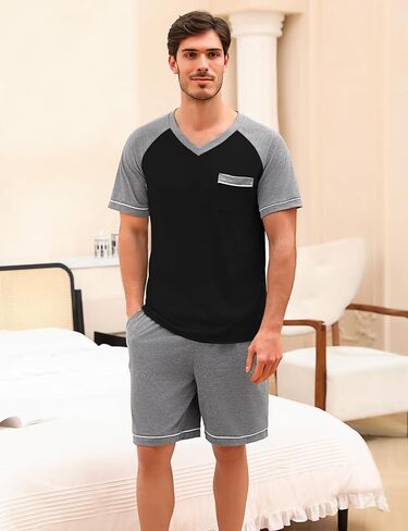 Marvmys Mens Short Sleeve Pajama Set 2 قطعة شورت PJS in Saudi Arabia