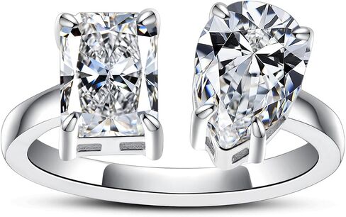 AnuClub Heart/Pear/Radiant/Round Cut Moissanite Rings D Color VVS1 925 Sterling Silver Statement Engagement Wedding Promise Ring for Women with Certificate in Saudi Arabia