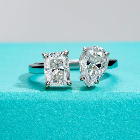 AnuClub Heart/Pear/Radiant/Round Cut Moissanite Rings D Color VVS1 925 Sterling Silver Statement Engagement Wedding Promise Ring for Women with Certificate in Saudi Arabia