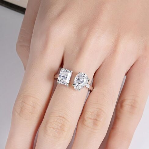 AnuClub Heart/Pear/Radiant/Round Cut Moissanite Rings D Color VVS1 925 Sterling Silver Statement Engagement Wedding Promise Ring for Women with Certificate in Saudi Arabia