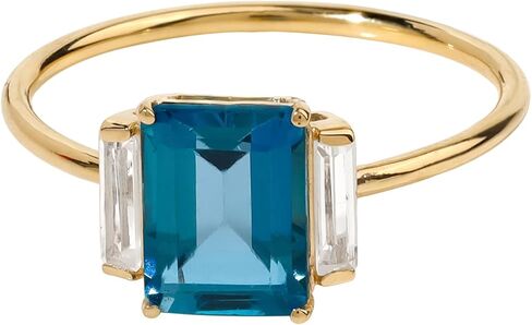 YoTreasure 14K Yellow Gold Ruby, Citrine & London Blue Topaz Engagement Rings for Women | Solid Gold Three-Stone Promise Ring | Birthstone Jewelry for Women | Available in Size 5-10 in Saudi Arabia