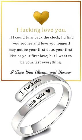 I F♡cking Love You Ring For Women, Hope Rings Adjustable Stainless Steel Silver Promise Jewelry Gift in Kuwait