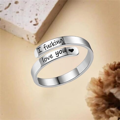 I F♡cking Love You Ring For Women, Hope Rings Adjustable Stainless Steel Silver Promise Jewelry Gift in Kuwait