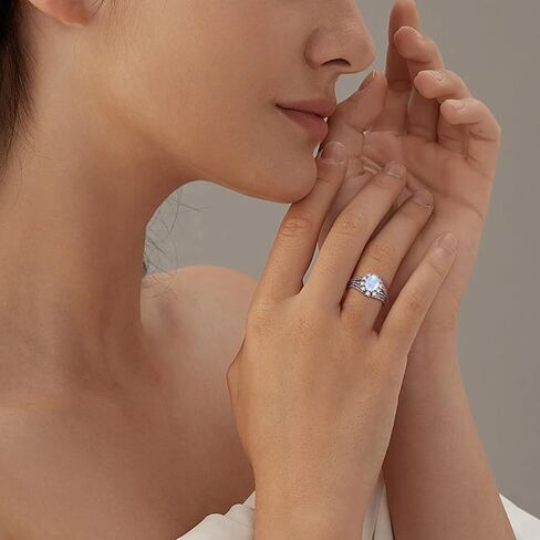 الطحلب الطبيعي عقيق/مونستون خاتم الخطوبة للنساء 925 Sterling Silver Leaf Moonstone Ring الطحلب عقيق خواتم الزفاف خاتم الزفاف in Kuwait