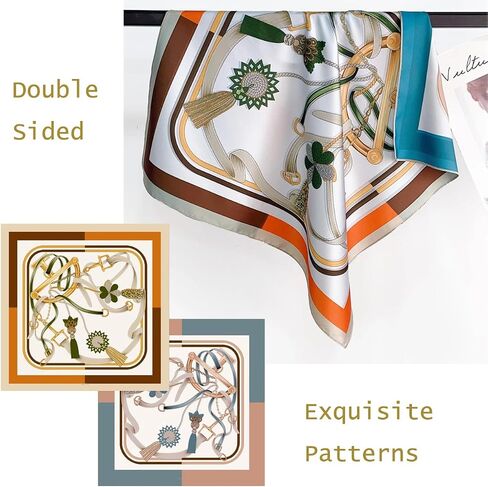 Julunar Silk Scarf for Women and Men with Double-sided Different Patterns Head Scarves Hair Wraps for Sleeping in Saudi Arabia