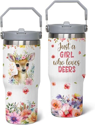 Deer Tumbler for Girls,Vacuum Insulated Stainless Steel Travel Mug 30 oz (Deer) in Saudi Arabia