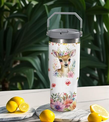 Deer Tumbler for Girls,Vacuum Insulated Stainless Steel Travel Mug 30 oz (Deer) in Saudi Arabia