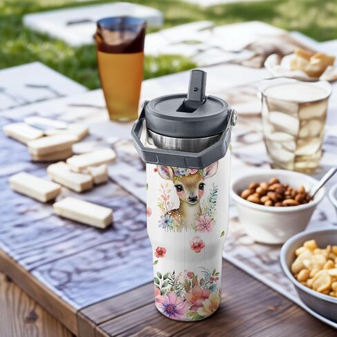 Deer Tumbler for Girls,Vacuum Insulated Stainless Steel Travel Mug 30 oz (Deer) in Saudi Arabia