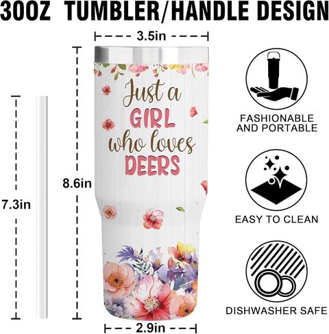 Deer Tumbler for Girls,Vacuum Insulated Stainless Steel Travel Mug 30 oz (Deer) in Saudi Arabia